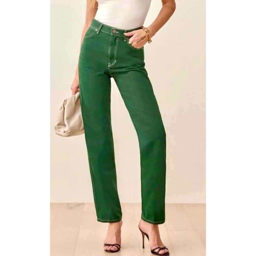 Reformation Green Cowboy Jeans